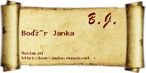 Boár Janka névjegykártya
